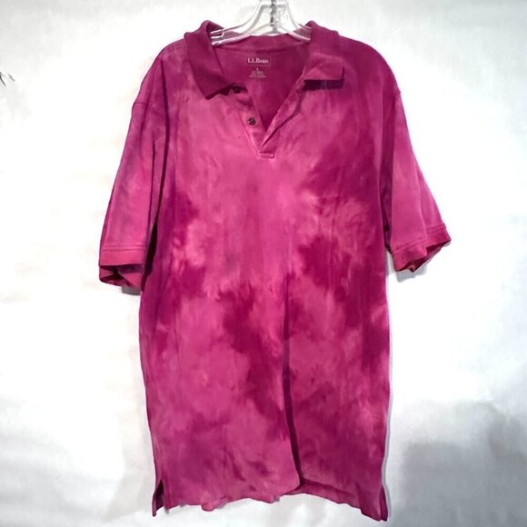 LL BEAN RED (not pink) Polo Short Sleeve Shirt Large Cotton NWOT - Picture 3 of 5
